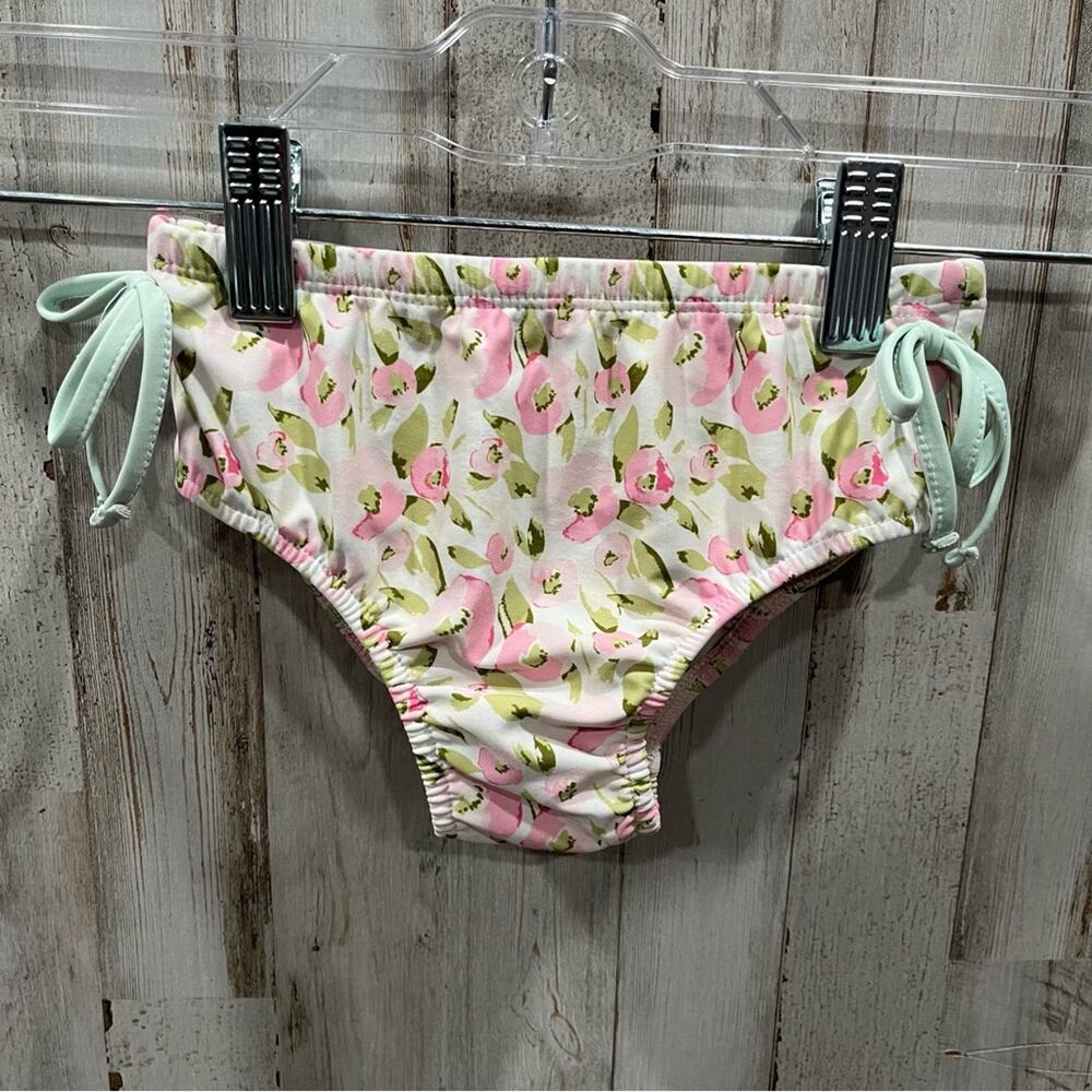 Sweethoney Pink Floral Swimsuit Bathing Suit Bottoms Side Tie
